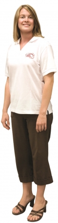 Polo blanc Femme avec logo couleur bordeau, Large